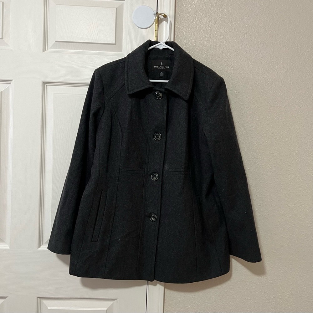 London Fog Charcoal Wool Blend Peacoat Women’s XL